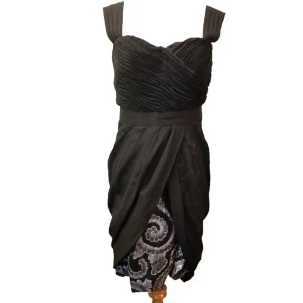 Phoebe Couture metallic overlay dress women's size 8 (M32)